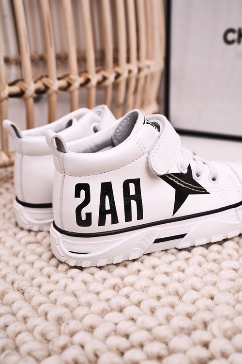 Dziecięce Wysokie Trampki Na Rzep Białe Sparky