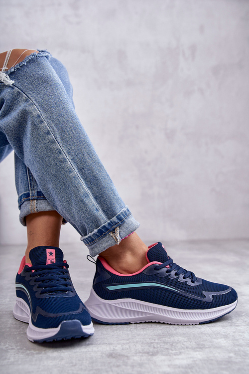 Damskie Modne Buty Sportowe Sneakersy Granatowe Ida