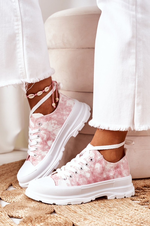 Trampki Na Platformie Różowe Z Efektem Tie-Dye Travel Time