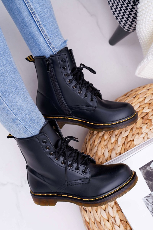 Damskie Botki Trapery Glany Czarne Gangsta