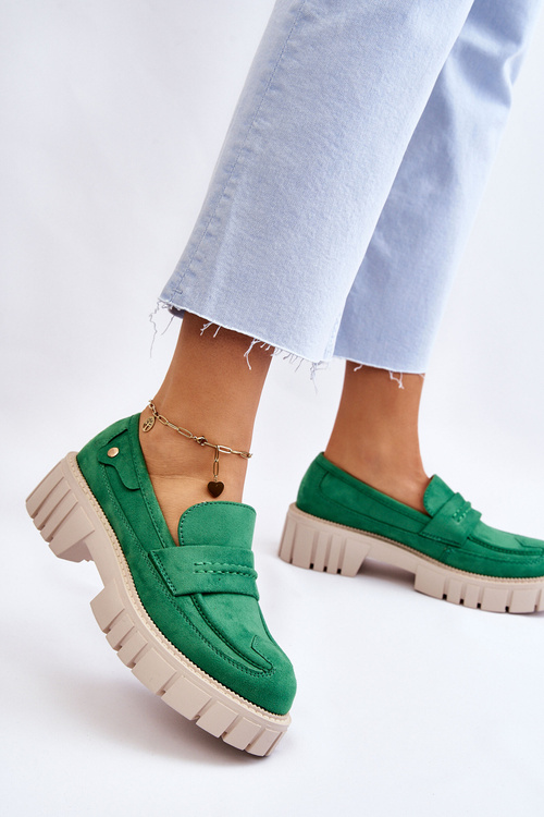 Damskie Zamszowe Wsuwane Półbuty Zielone Fiorell