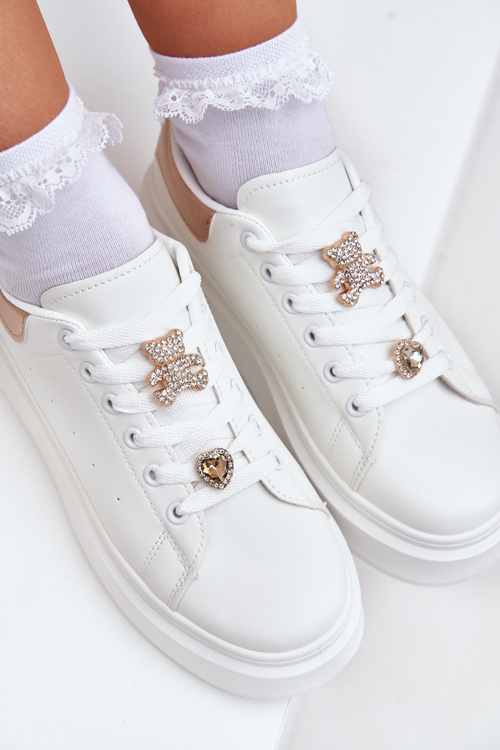 Sneakersy Damskie Z Przypinkami Białe Bralinea