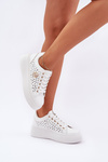 Ażurowe Sneakersy Ze Złotym Detalem Białe Cassildi