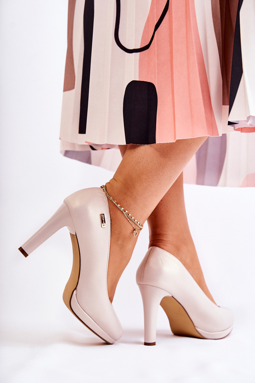 Damskie Klasyczne Czółenka Na Platformie Perłowy Beżowy Alivene