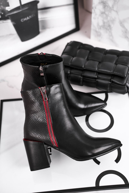 Botki Damskie Zdobiony Słupek Czarne Lippi