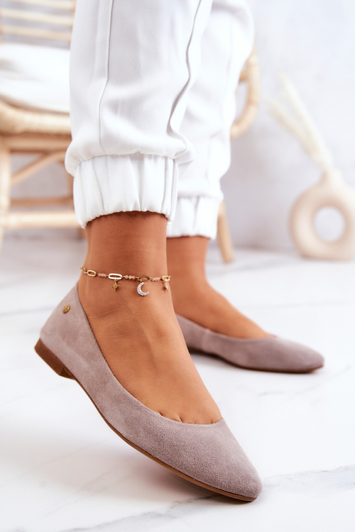 Damskie Zamszowe Baleriny Maciejka 04100-42 Beżowe