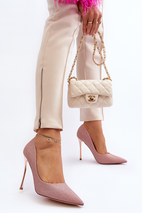 Brokatowe Szpilki Champagne Tiberona