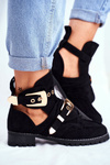 Lu Boo Czarne Zamszowe Buty z Wycięciami Rock Girl