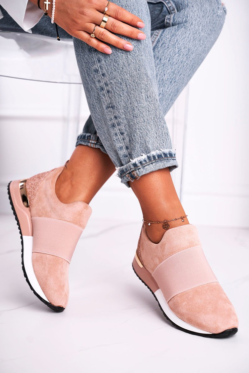 Sportowe Damskie Buty Sneakersy Slip-on Różowe Say Something