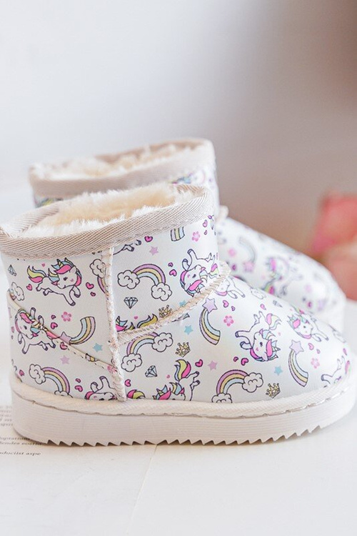 Botki Śniegowce Dziecięce Wzorzyste Beżowe Elenet