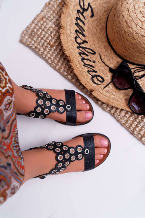 Sandały Damskie Płaskie Sergio Leone SK012 Czarne Livian