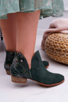 Damskie Skórzane Botki Maciejka Zielone 04091-19