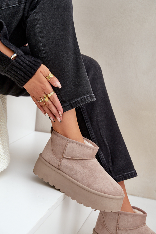 Damskie Śniegowce Na Platformie Beżowe Ninala