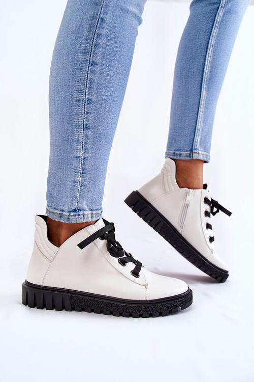 Skórzane Półbuty Sergio Leone PB210 Białe