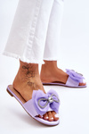 Damskie Klapki Z Kokardą I Cyrkoniami Fioletowe Jolene