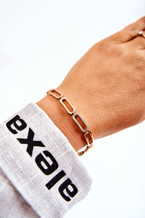 Damska Elegancka Bransoletka Z Cyrkoniami Złota