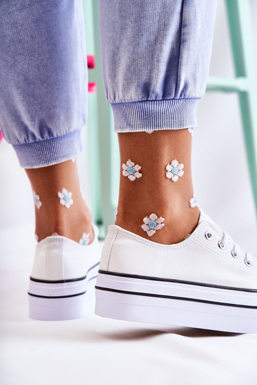 Damskie Trampki Na Masywnej Platformie Białe Farona