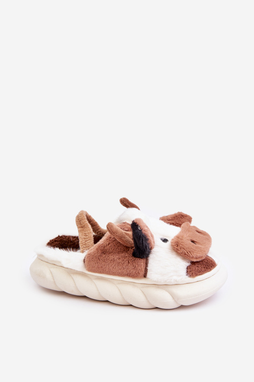 Dziecięce Futrzane Kapcie Z Motywem Krowy Brązowe Tamorrin