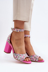 Sandały Na Słupku W Kwiaty Fuksja Vitamella