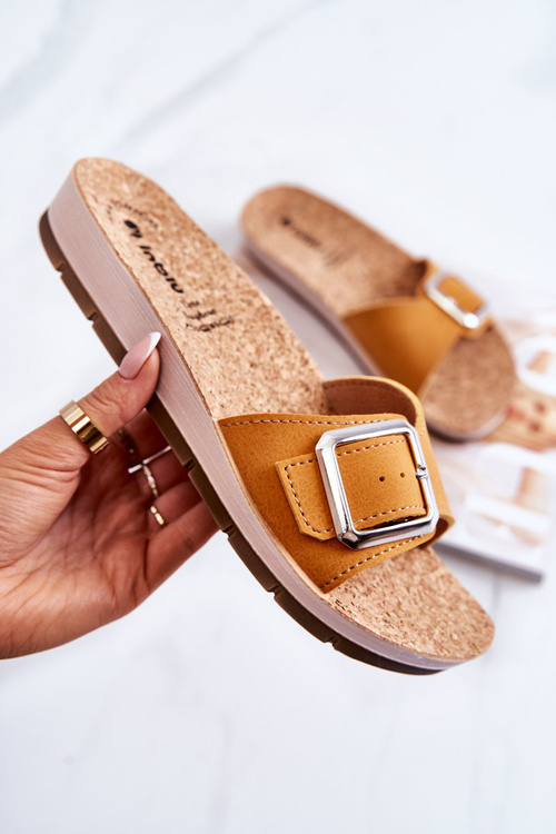 Modne Damskie Klapki Ze Sprzączką Inblu CP000031 Żółte