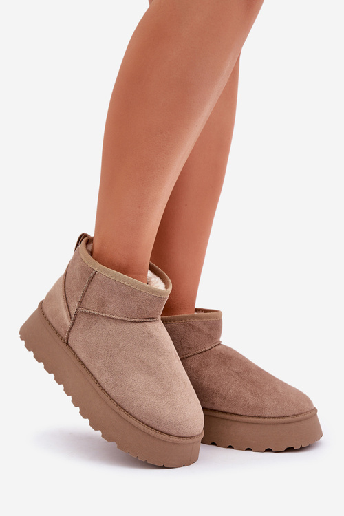 Śniegowce Na Platformie Z Eko Zamszu Ciemnobeżowe Vlivana