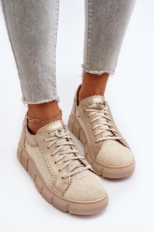 Damskie Skórzane Półbuty Maciejka 05850-22 Jasnobeżowe