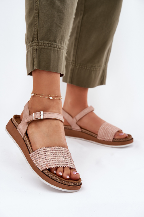 Sandały Damskie Z Plecionką Na Pasku Inblu GS000050 Różowe