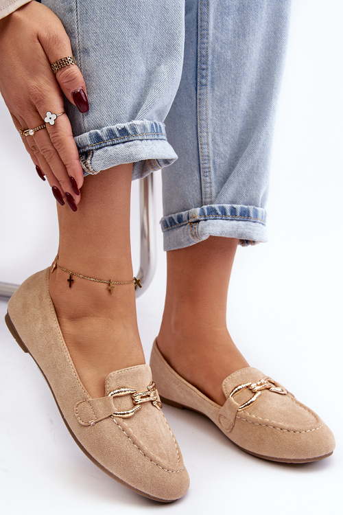 Damskie Mokasyny Z Ozdobą Beżowe Ghana