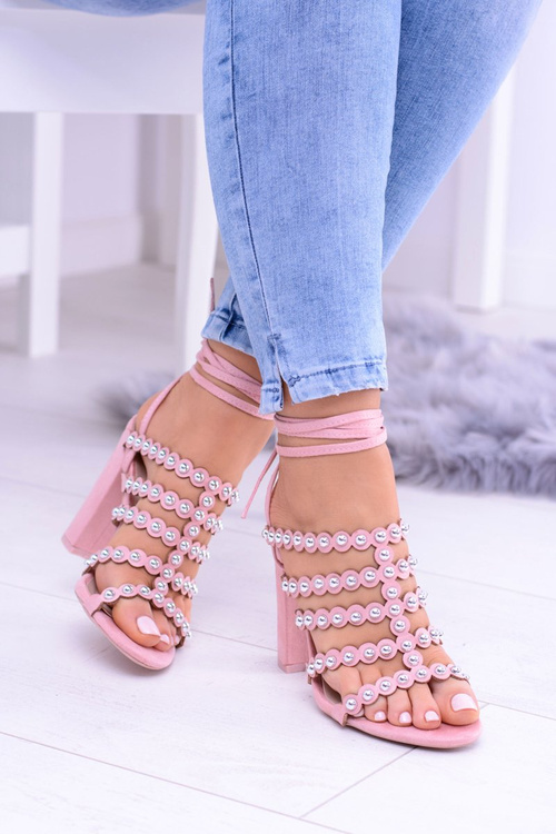 Różowe Damskie Sandały na Słupku Ysmira