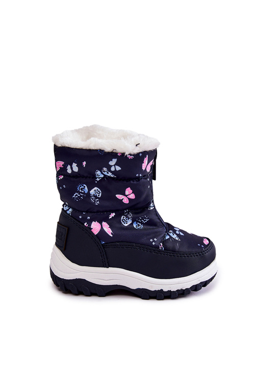 Dziecięce Botki Śniegowce Na Suwak Big Star KK374236 Granatowe