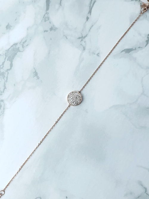 Damska Bransoleta Na Łańcuszku Kółeczko Różowe Złoto Selene