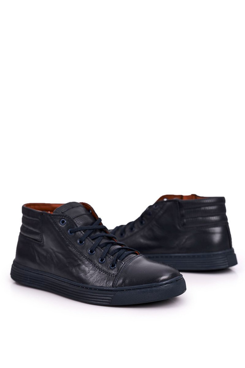 Męskie Skórzane Półbuty Tenisówki BEDNAREK Granatowe