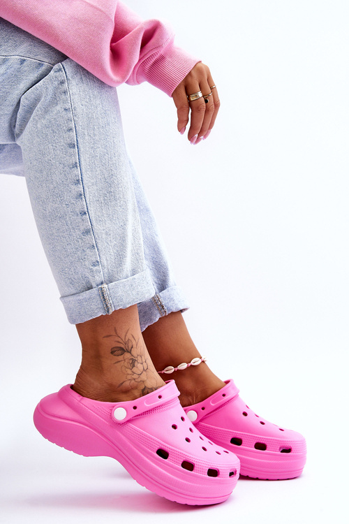 Damskie Piankowe Klapki Kroksy Ciemnoróżowe Coline