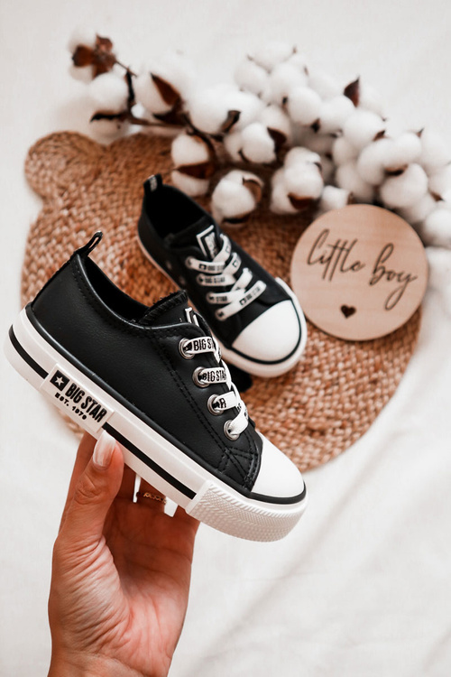 Dziecięce Skórzane Trampki BIG STAR KK374043 Czarno-Białe