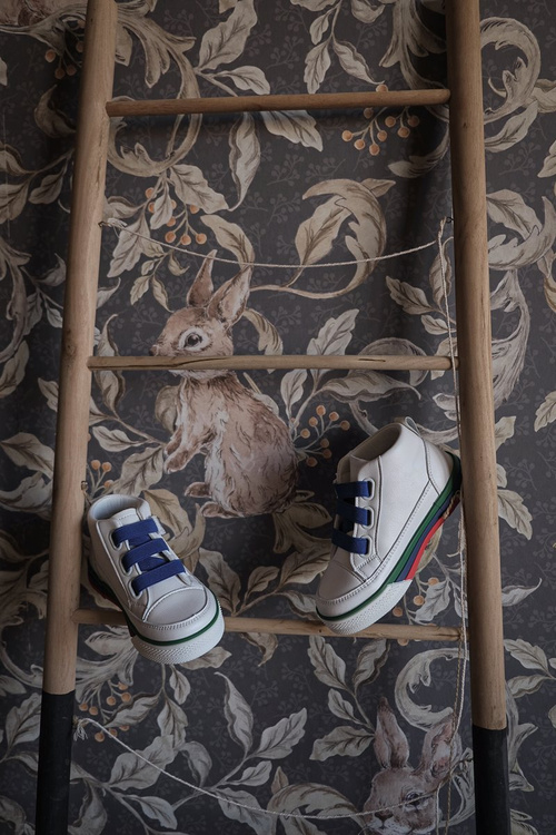 Dziecięce Wysokie Trampki Ze Ściągaczem Biało Granatowe Baxter