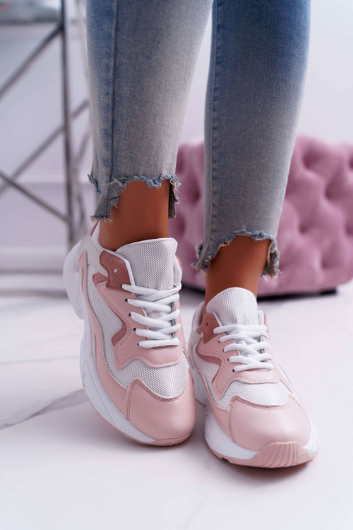 Sportowe Damskie Buty Różowo Białe Szantal