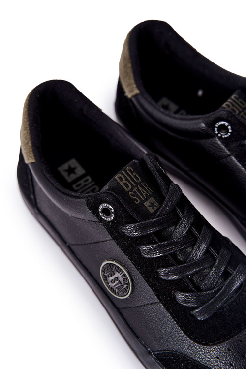 Męskie Skórzane Tenisówki Big Star II174008 Czarno-Zielone