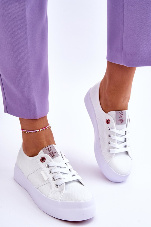 Damskie Trampki Na Platformie Cross Jeans LL2R4040 Białe