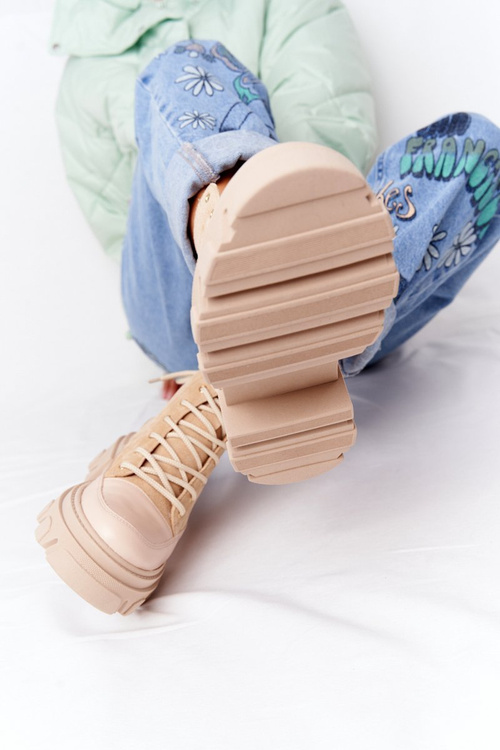 Zamszowe Botki Workery Lewski Shoes 3007-0 Piaskowe