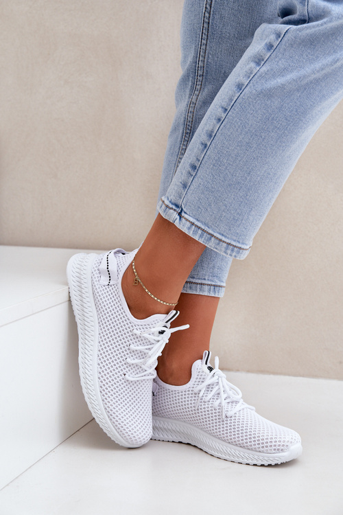 Siateczkowe Wsuwane Buty Sportowe Damskie Białe Harice