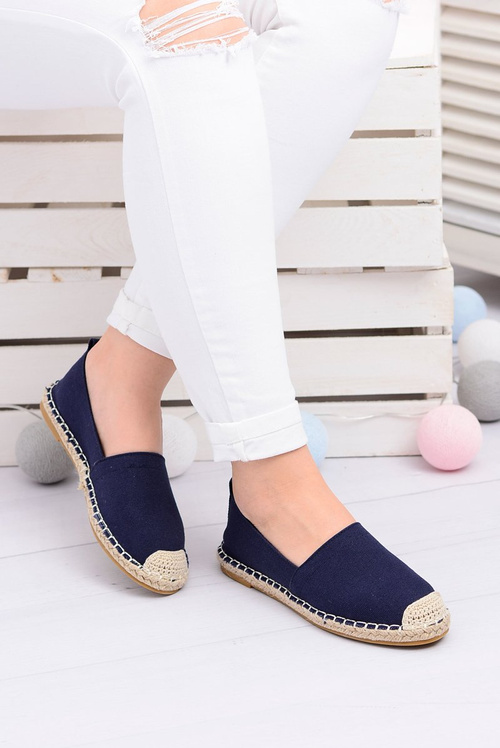 Lniane Damskie Granatowe Espadryle Slip On Nelly