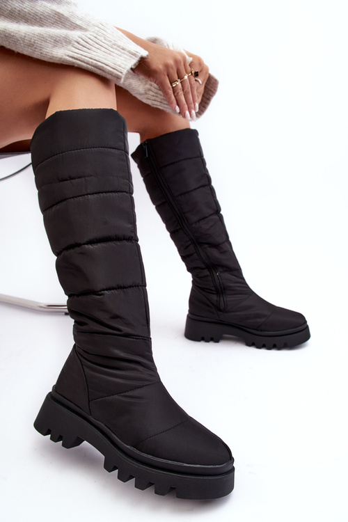 Damskie Śniegowce Kozaki Ocieplane Czarne Big Star MM274332