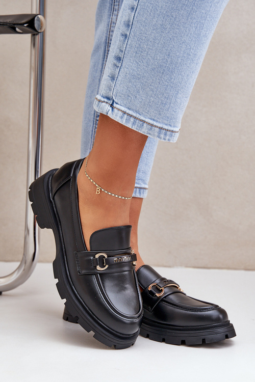 Klasyczne Mokasyny Damskie Z Eko Skóry Czarne Savethira