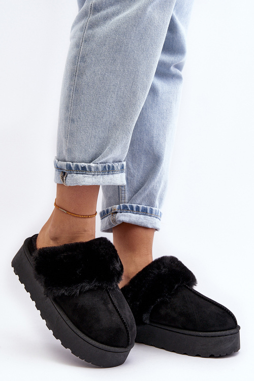 Kapcie Śniegowce Damskie Na Platformie Czarne Phiniopis