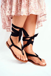 Sandałki Damskie Japonki Wiązane Czarne Derryl
