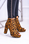 Damskie Botki Na Słupku Odkryte Palce Panterka Temira