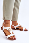 Skórzane Płaskie Sandały S.Barski KV-5541-32 Białe