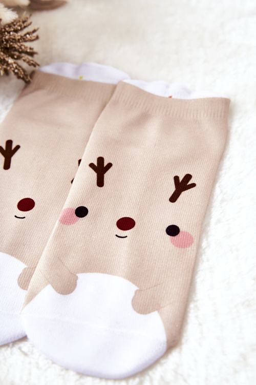 Skarpetki Stopki Renifer Beżowe