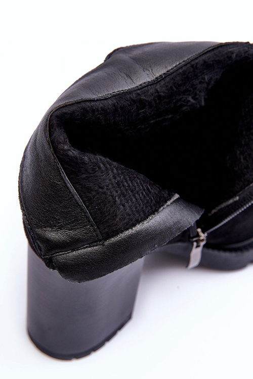 Zamszowe Botki Na Obcasie Czarne Makeline