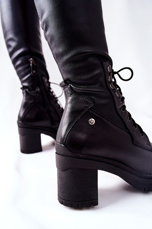 Kozaki Damskie Wiązane Maciejka Czarne 04782-01